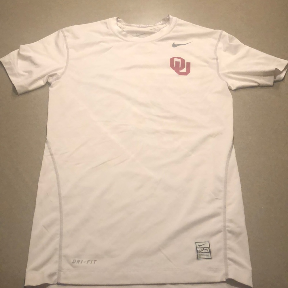 2 White Nike compression athletic shirts